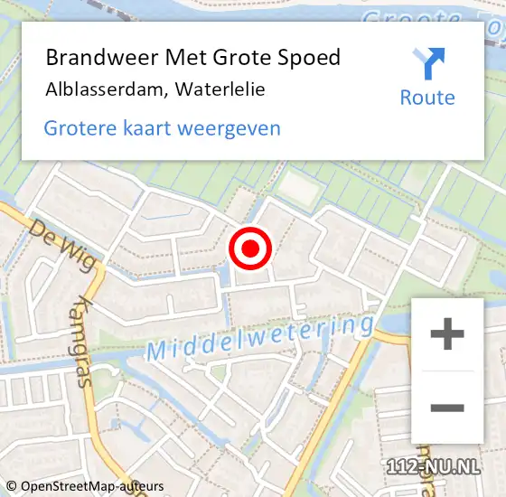 Locatie op kaart van de 112 melding: Brandweer Met Grote Spoed Naar Alblasserdam, Waterlelie op 15 april 2022 21:38