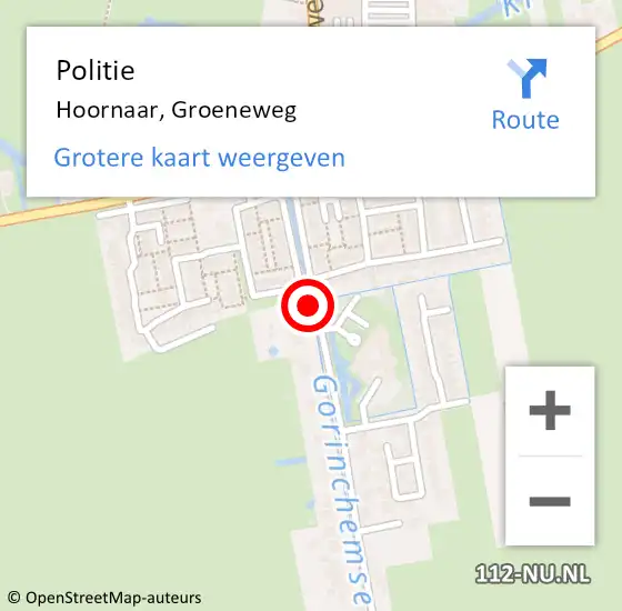 Locatie op kaart van de 112 melding: Politie Hoornaar, Groeneweg op 15 april 2022 21:40