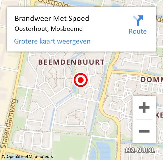 Locatie op kaart van de 112 melding: Brandweer Met Spoed Naar Oosterhout, Mosbeemd op 15 april 2022 21:58