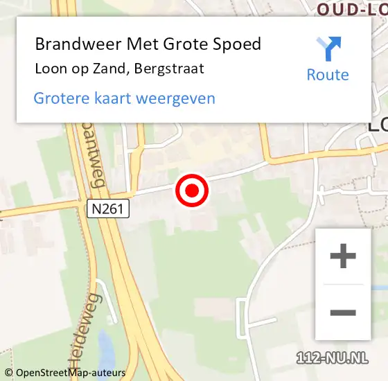 Locatie op kaart van de 112 melding: Brandweer Met Grote Spoed Naar Loon op Zand, Bergstraat op 15 april 2022 22:24