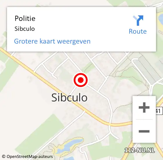 Locatie op kaart van de 112 melding: Politie Sibculo op 15 april 2022 22:40