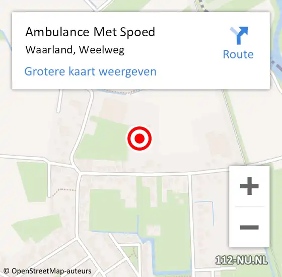 Locatie op kaart van de 112 melding: Ambulance Met Spoed Naar Waarland, Weelweg op 15 april 2022 22:48