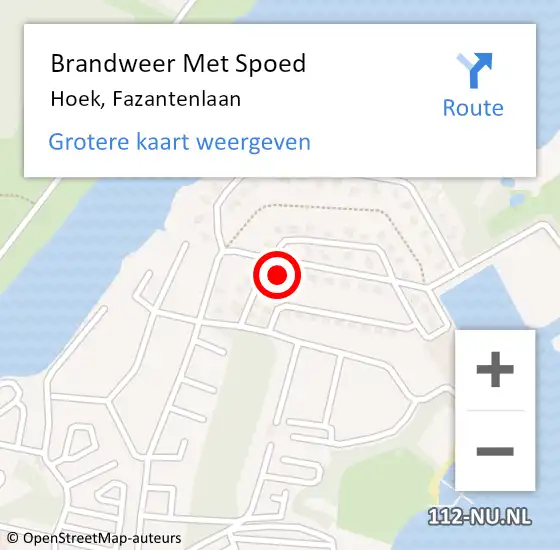 Locatie op kaart van de 112 melding: Brandweer Met Spoed Naar Hoek, Fazantenlaan op 15 april 2022 23:09