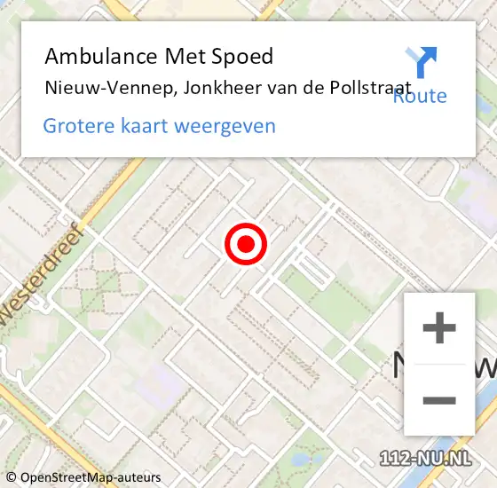 Locatie op kaart van de 112 melding: Ambulance Met Spoed Naar Nieuw-Vennep, Jonkheer van de Pollstraat op 15 april 2022 23:14