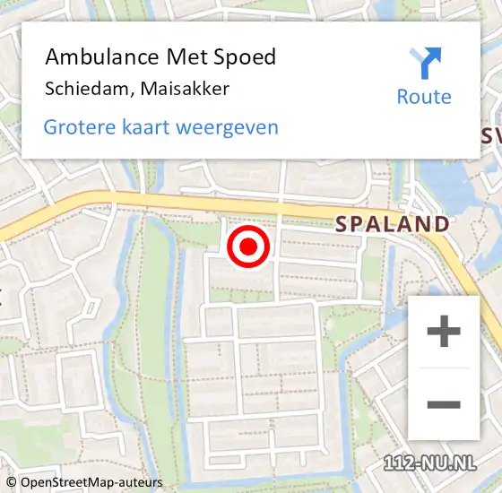 Locatie op kaart van de 112 melding: Ambulance Met Spoed Naar Schiedam, Maisakker op 15 april 2022 23:17