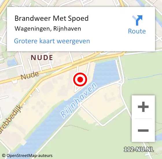 Locatie op kaart van de 112 melding: Brandweer Met Spoed Naar Wageningen, Rijnhaven op 15 april 2022 23:23