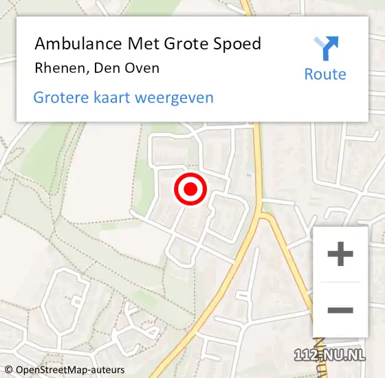 Locatie op kaart van de 112 melding: Ambulance Met Grote Spoed Naar Rhenen, Den Oven op 16 april 2022 00:04