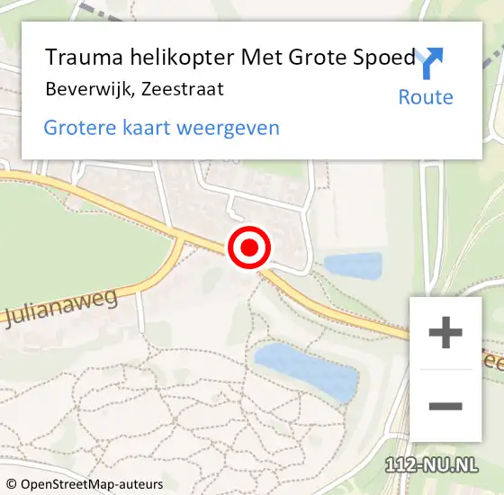 Locatie op kaart van de 112 melding: Trauma helikopter Met Grote Spoed Naar Beverwijk, Zeestraat op 16 april 2022 00:19