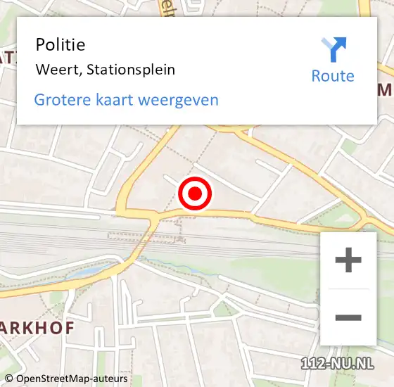 Locatie op kaart van de 112 melding: Politie Weert, Stationsplein op 16 april 2022 00:29