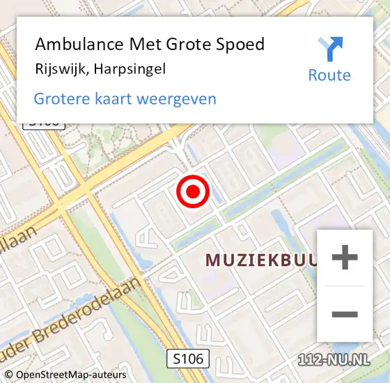 Locatie op kaart van de 112 melding: Ambulance Met Grote Spoed Naar Rijswijk, Harpsingel op 16 april 2022 00:33