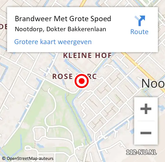 Locatie op kaart van de 112 melding: Brandweer Met Grote Spoed Naar Nootdorp, Dokter Bakkerenlaan op 16 april 2022 00:57