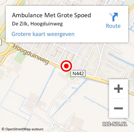 Locatie op kaart van de 112 melding: Ambulance Met Grote Spoed Naar De Zilk, Hoogduinweg op 16 april 2022 01:14