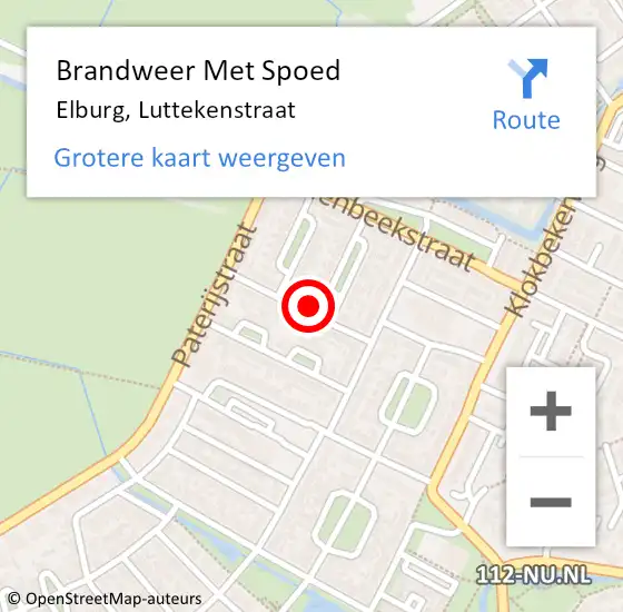 Locatie op kaart van de 112 melding: Brandweer Met Spoed Naar Elburg, Luttekenstraat op 16 april 2022 01:17