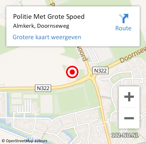 Locatie op kaart van de 112 melding: Politie Met Grote Spoed Naar Almkerk, Doornseweg op 16 april 2022 01:21