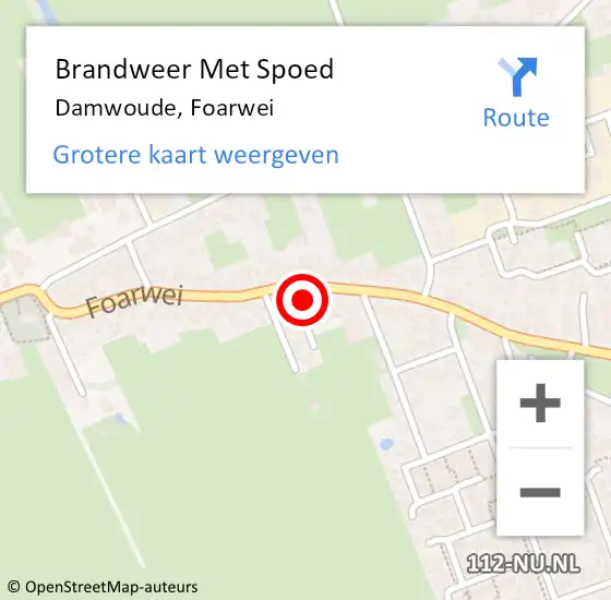 Locatie op kaart van de 112 melding: Brandweer Met Spoed Naar Damwoude, Foarwei op 16 april 2022 01:23