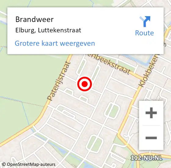 Locatie op kaart van de 112 melding: Brandweer Elburg, Luttekenstraat op 16 april 2022 01:24