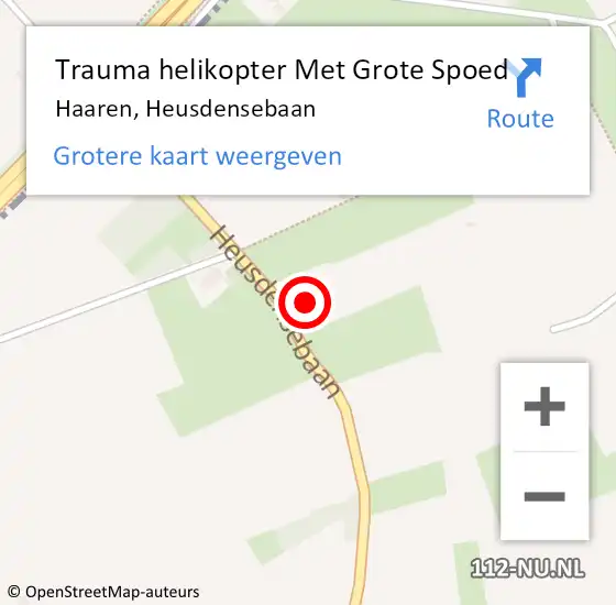 Locatie op kaart van de 112 melding: Trauma helikopter Met Grote Spoed Naar Haaren, Heusdensebaan op 16 april 2022 01:40