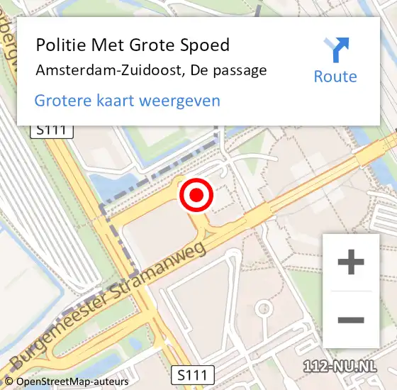 Locatie op kaart van de 112 melding: Politie Met Grote Spoed Naar Amsterdam-Zuidoost, De passage op 16 april 2022 02:08