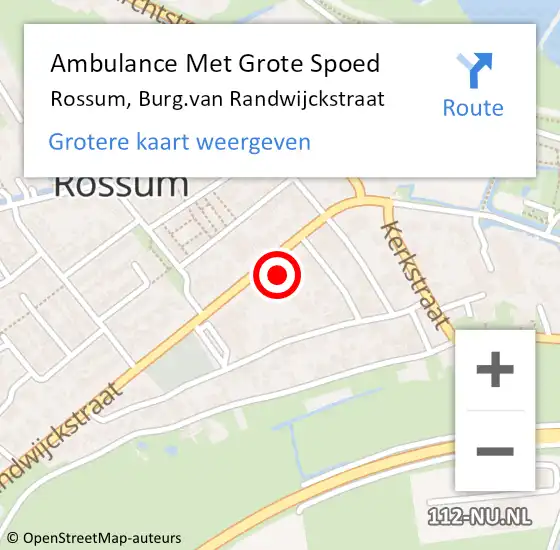 Locatie op kaart van de 112 melding: Ambulance Met Grote Spoed Naar Rossum, Burg.van Randwijckstraat op 16 april 2022 03:10