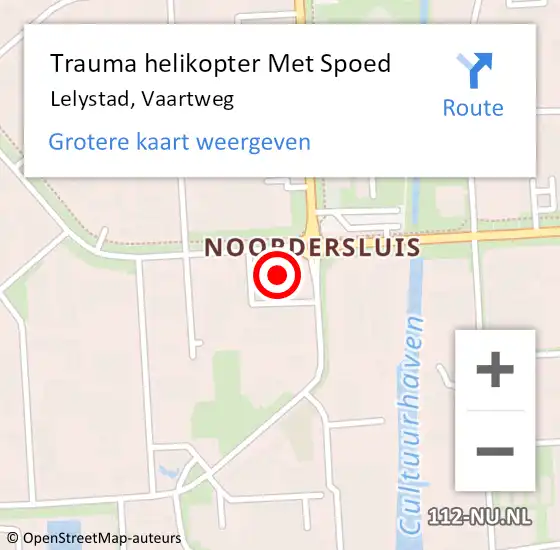 Locatie op kaart van de 112 melding: Trauma helikopter Met Spoed Naar Lelystad, Vaartweg op 16 april 2022 03:14