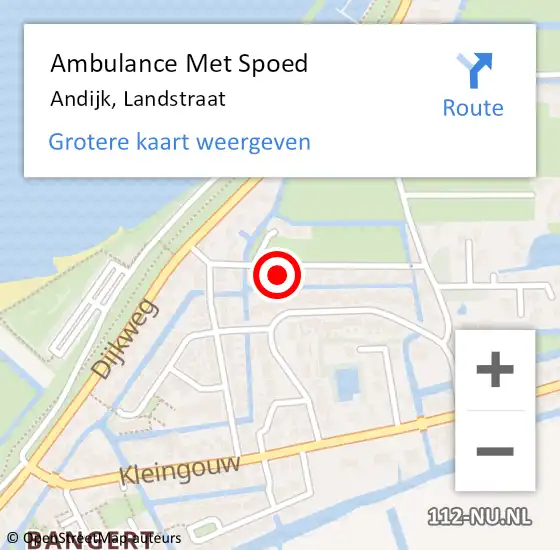 Locatie op kaart van de 112 melding: Ambulance Met Spoed Naar Andijk, Landstraat op 16 april 2022 03:14