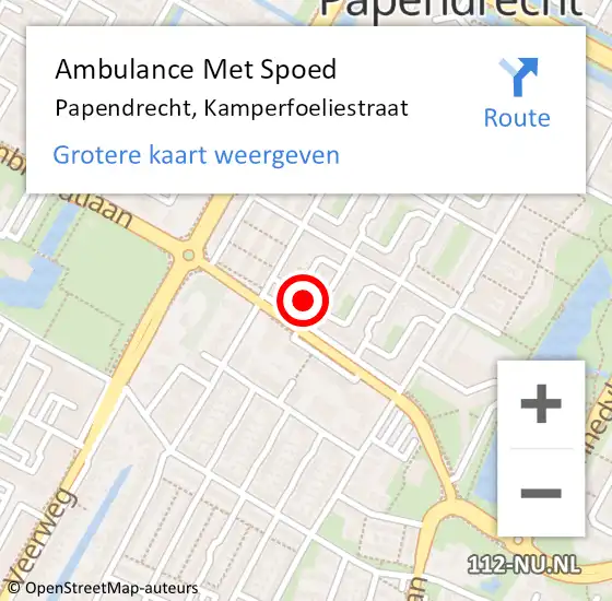 Locatie op kaart van de 112 melding: Ambulance Met Spoed Naar Papendrecht, Kamperfoeliestraat op 16 april 2022 03:44