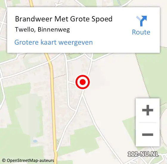 Locatie op kaart van de 112 melding: Brandweer Met Grote Spoed Naar Twello, Binnenweg op 16 april 2022 05:14