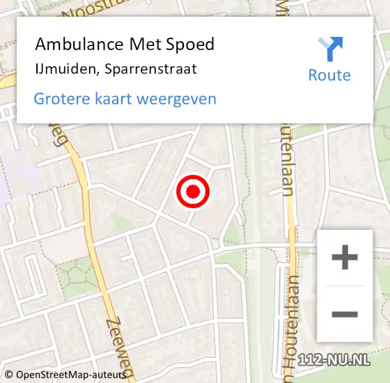 Locatie op kaart van de 112 melding: Ambulance Met Spoed Naar IJmuiden, Sparrenstraat op 16 april 2022 06:52