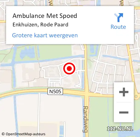 Locatie op kaart van de 112 melding: Ambulance Met Spoed Naar Enkhuizen, Rode Paard op 16 april 2022 07:00