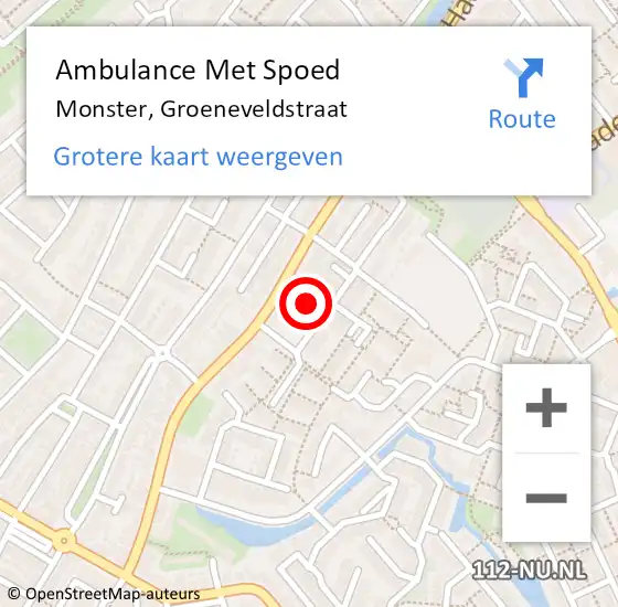 Locatie op kaart van de 112 melding: Ambulance Met Spoed Naar Monster, Groeneveldstraat op 16 april 2022 07:04