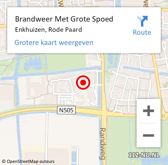 Locatie op kaart van de 112 melding: Brandweer Met Grote Spoed Naar Enkhuizen, Rode Paard op 16 april 2022 07:14