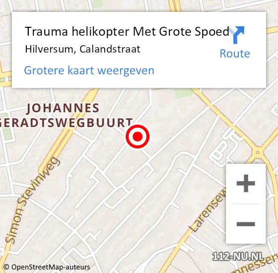 Locatie op kaart van de 112 melding: Trauma helikopter Met Grote Spoed Naar Hilversum, Calandstraat op 16 april 2022 08:57