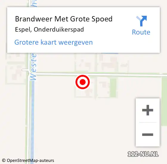 Locatie op kaart van de 112 melding: Brandweer Met Grote Spoed Naar Espel, Onderduikerspad op 14 juli 2014 15:49