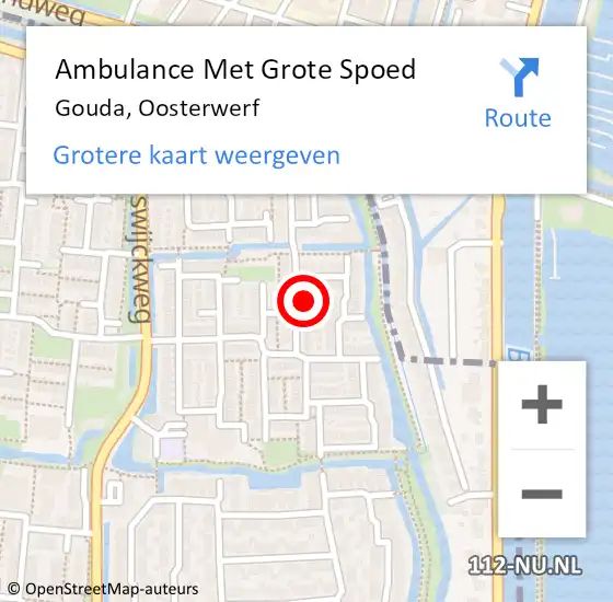 Locatie op kaart van de 112 melding: Ambulance Met Grote Spoed Naar Gouda, Oosterwerf op 16 april 2022 09:32