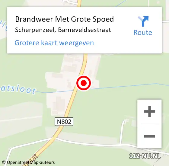 Locatie op kaart van de 112 melding: Brandweer Met Grote Spoed Naar Scherpenzeel, Barneveldsestraat op 16 april 2022 09:40