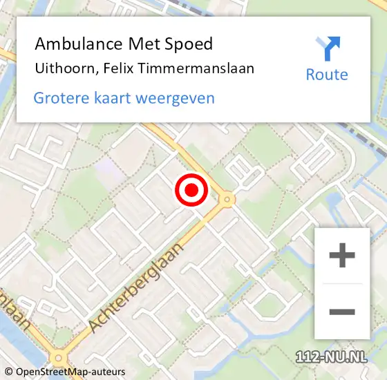 Locatie op kaart van de 112 melding: Ambulance Met Spoed Naar Uithoorn, Felix Timmermanslaan op 16 april 2022 10:16