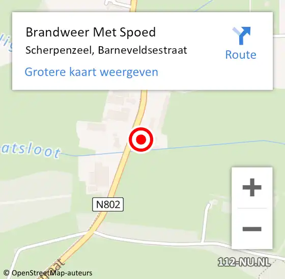 Locatie op kaart van de 112 melding: Brandweer Met Spoed Naar Scherpenzeel, Barneveldsestraat op 16 april 2022 10:17