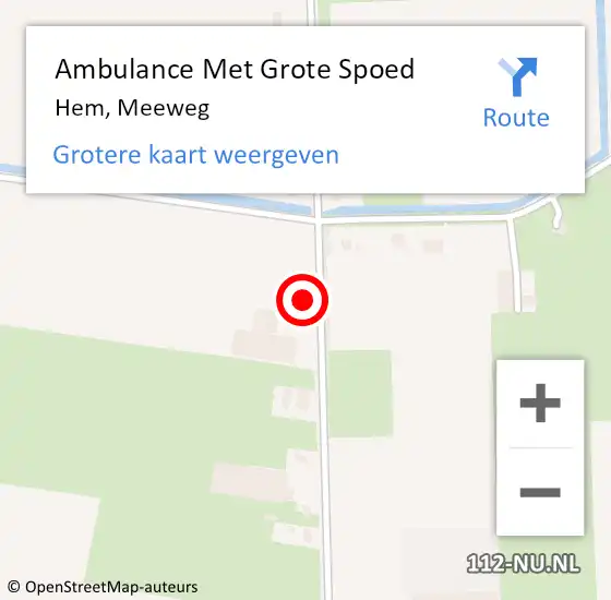 Locatie op kaart van de 112 melding: Ambulance Met Grote Spoed Naar Hem, Meeweg op 16 april 2022 10:18