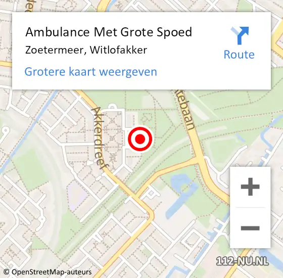 Locatie op kaart van de 112 melding: Ambulance Met Grote Spoed Naar Zoetermeer, Witlofakker op 16 april 2022 10:35