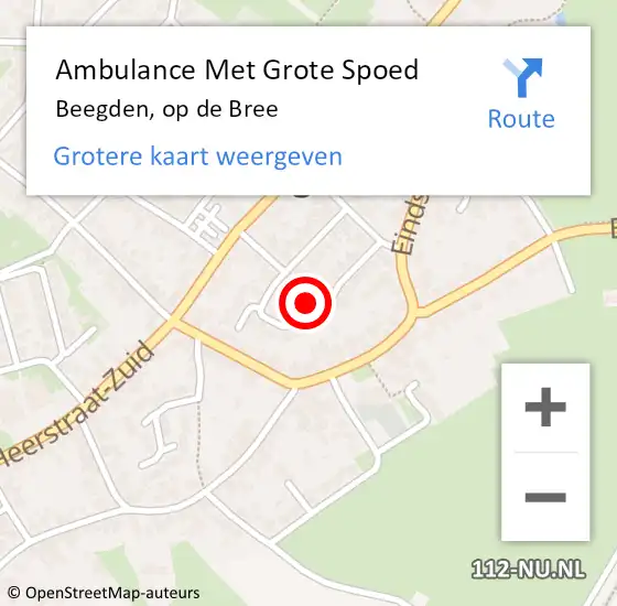 Locatie op kaart van de 112 melding: Ambulance Met Grote Spoed Naar Beegden, op de Bree op 16 april 2022 10:43