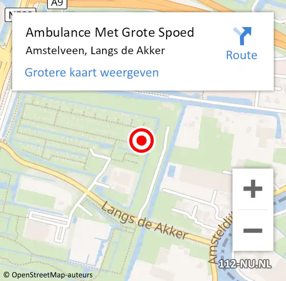 Locatie op kaart van de 112 melding: Ambulance Met Grote Spoed Naar Amstelveen, Langs de Akker op 16 april 2022 10:55