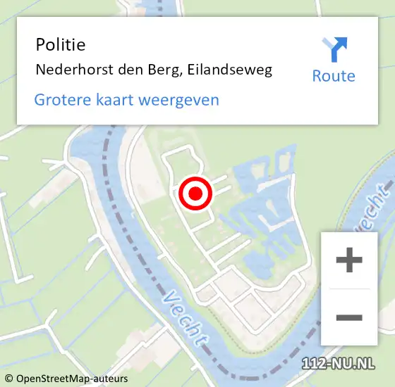 Locatie op kaart van de 112 melding: Politie Nederhorst den Berg, Eilandseweg op 16 april 2022 10:56