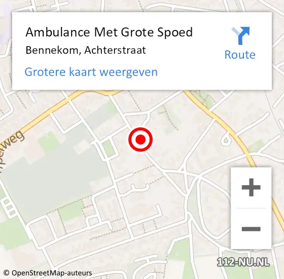 Locatie op kaart van de 112 melding: Ambulance Met Grote Spoed Naar Bennekom, Achterstraat op 16 april 2022 10:57