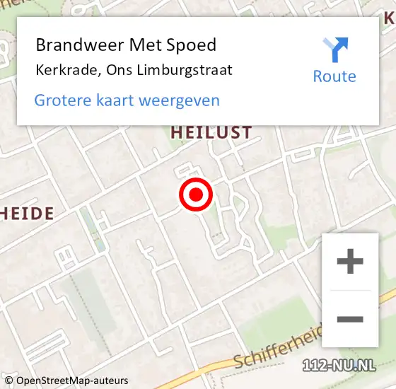 Locatie op kaart van de 112 melding: Brandweer Met Spoed Naar Kerkrade, Ons Limburgstraat op 16 april 2022 11:15