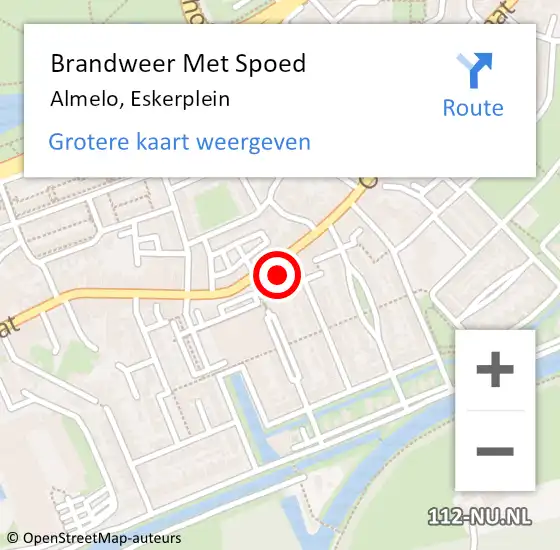 Locatie op kaart van de 112 melding: Brandweer Met Spoed Naar Almelo, Eskerplein op 16 april 2022 11:16