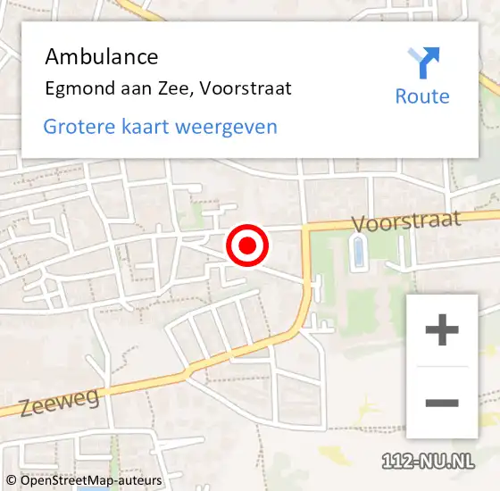 Locatie op kaart van de 112 melding: Ambulance Egmond aan Zee, Voorstraat op 16 april 2022 11:22