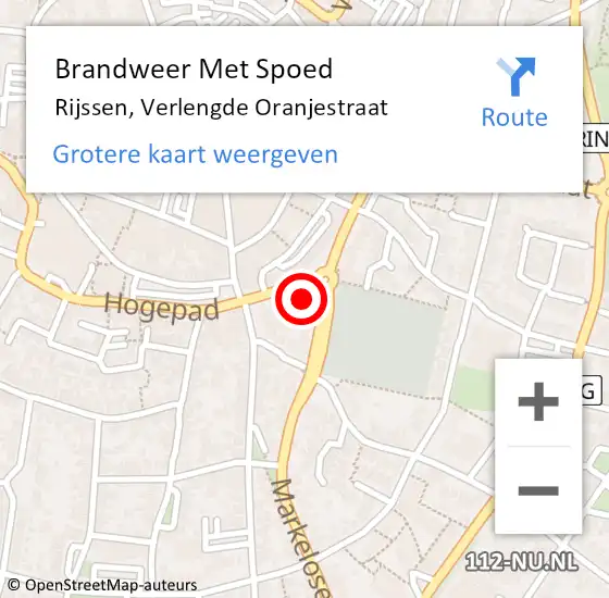 Locatie op kaart van de 112 melding: Brandweer Met Spoed Naar Rijssen, Verlengde Oranjestraat op 16 april 2022 11:33