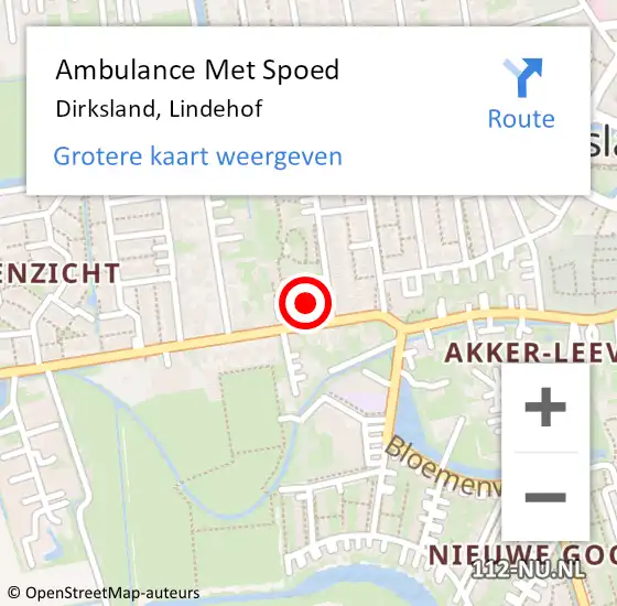 Locatie op kaart van de 112 melding: Ambulance Met Spoed Naar Dirksland, Lindehof op 16 april 2022 11:38