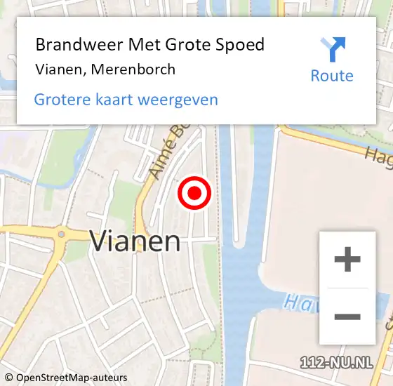 Locatie op kaart van de 112 melding: Brandweer Met Grote Spoed Naar Vianen, Merenborch op 16 april 2022 11:40