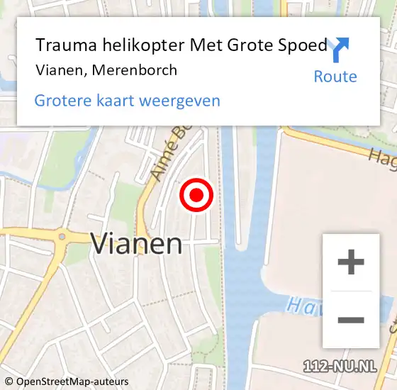 Locatie op kaart van de 112 melding: Trauma helikopter Met Grote Spoed Naar Vianen, Merenborch op 16 april 2022 11:44